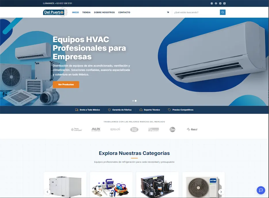 Captura de Ecommerce de equipos HVAC en La Paz, BCS